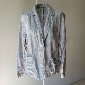 Eileen Fisher Hemp Organic Cotton Striped Blazer 2 button long sleeve SZ M